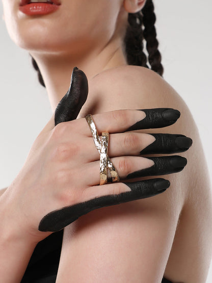 The Dented Three Finger Ring - California Gold-SOHIRG6100