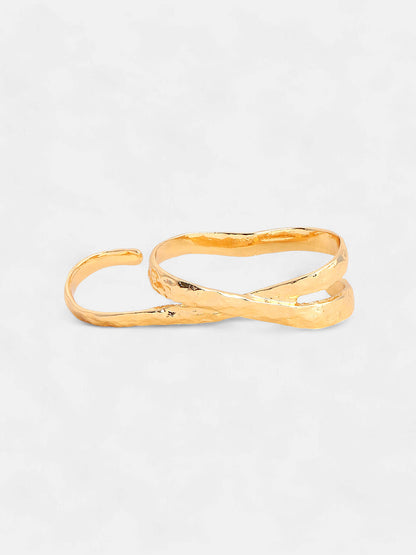 The Dented Three Finger Ring - California Gold-SOHIRG6100