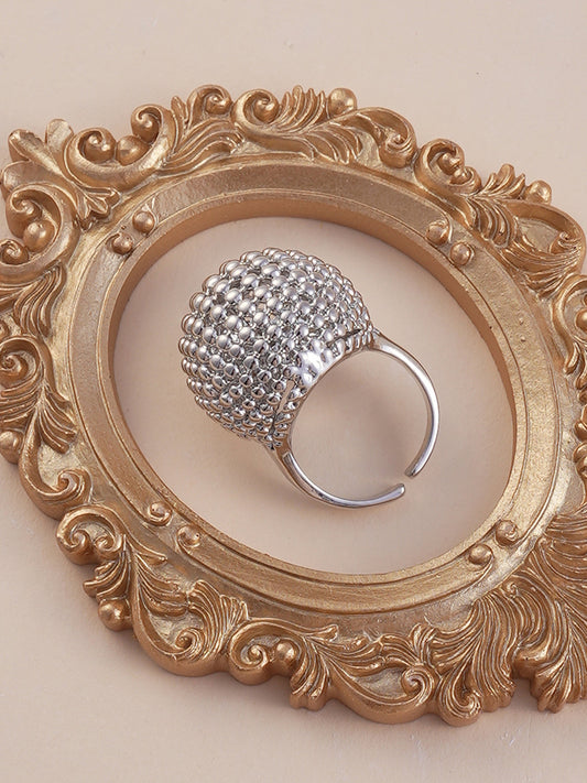 The Disco Ball Statement Ring - Metallic Silver-SOHIRG6106