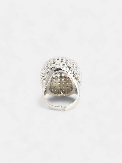 The Disco Ball Statement Ring - Metallic Silver-SOHIRG6106