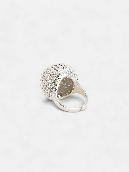 The Disco Ball Statement Ring - Metallic Silver-SOHIRG6106