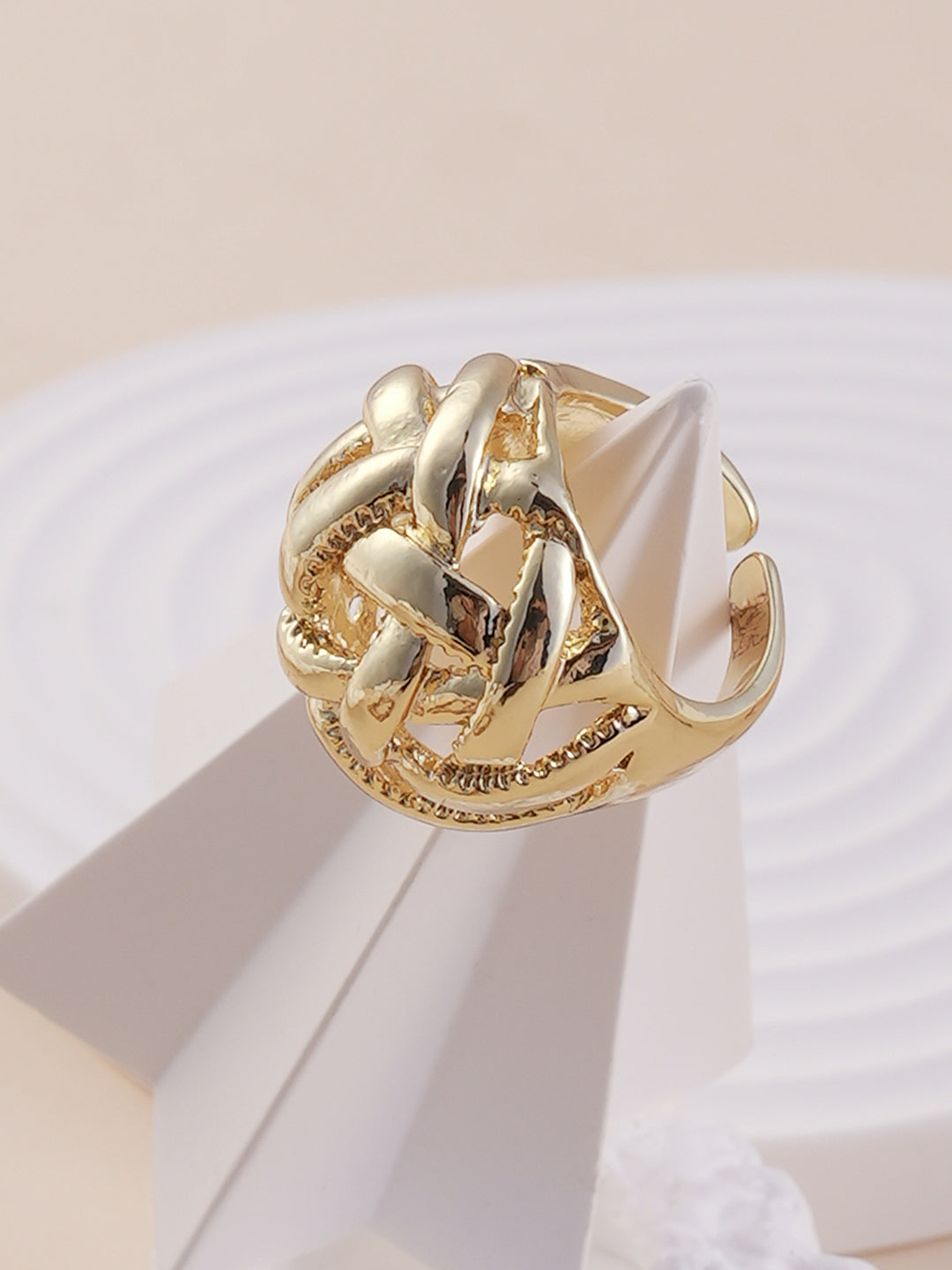 The Basket Weave Statement Ring - California Gold-SOHIRG6108