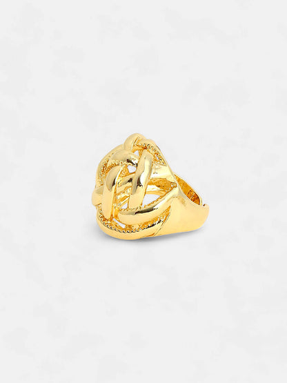 The Basket Weave Statement Ring - California Gold-SOHIRG6108