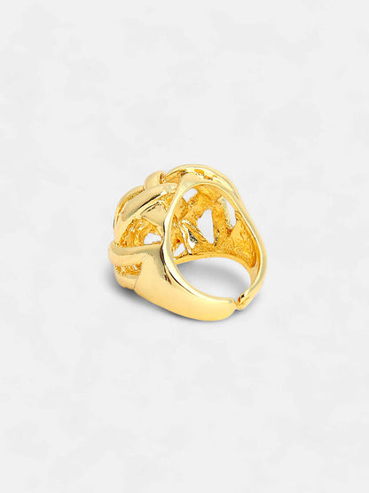 The Basket Weave Statement Ring - California Gold-SOHIRG6108