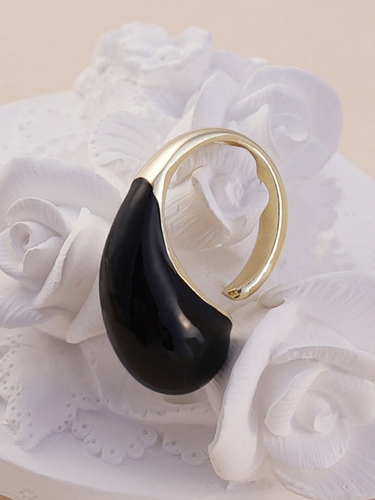 The Teardrop Finger Ring - Onyx Black-SOHIRG6109