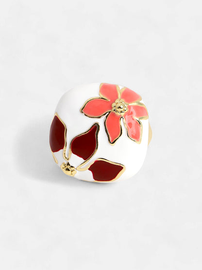 The Amaryllis Statement Ring - Salmon Pink & Wine Red-SOHIRG6114