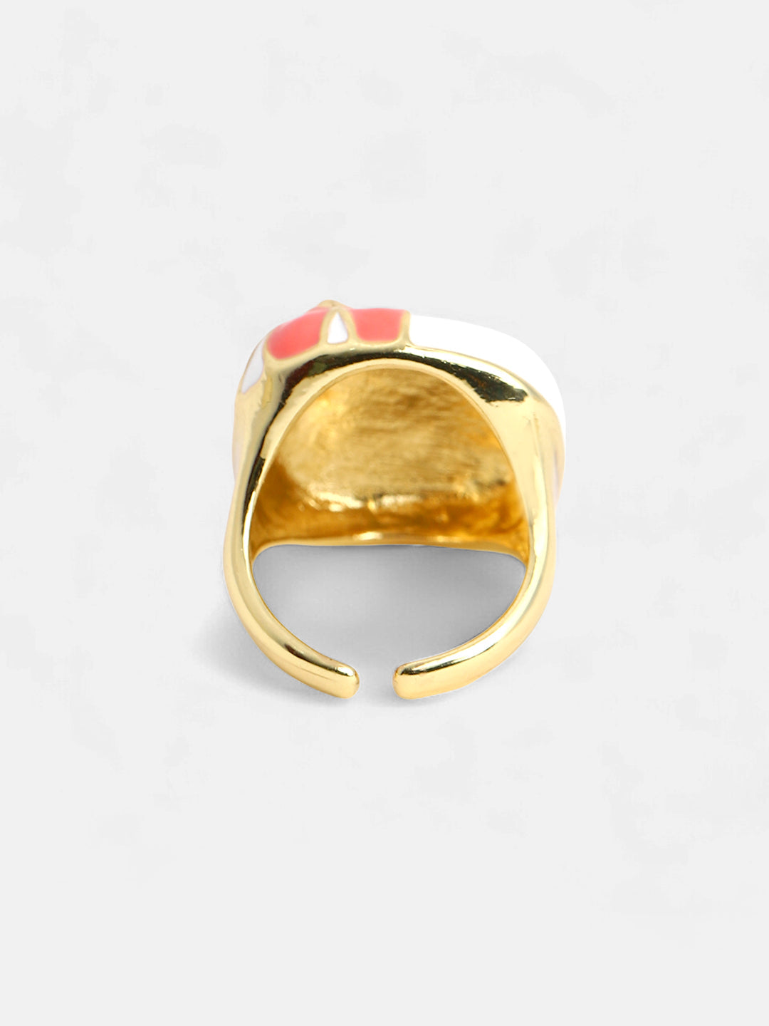 The Amaryllis Statement Ring - Salmon Pink & Wine Red-SOHIRG6114