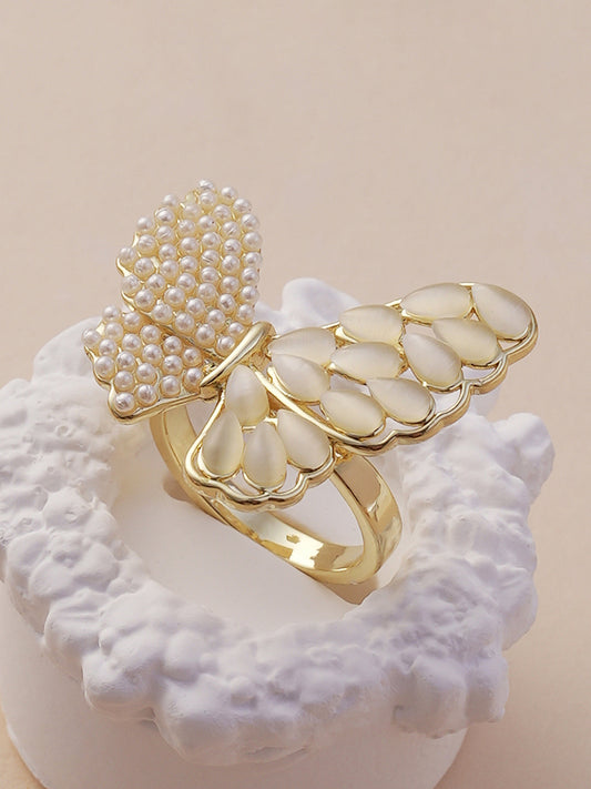 The Butterfly Dreams Statement Ring - Daisy White-SOHIRG6117