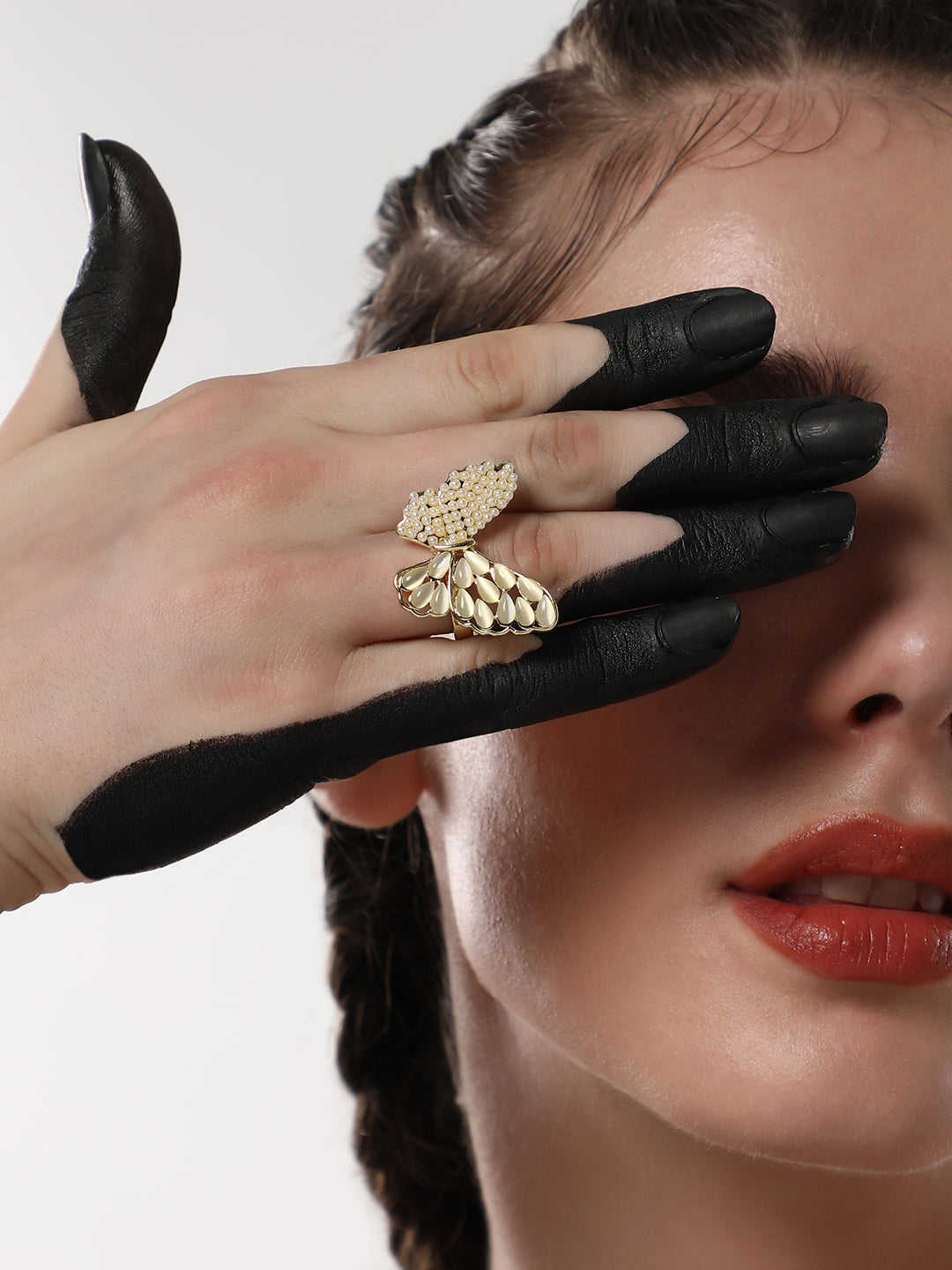 The Butterfly Dreams Statement Ring - Daisy White-SOHIRG6117