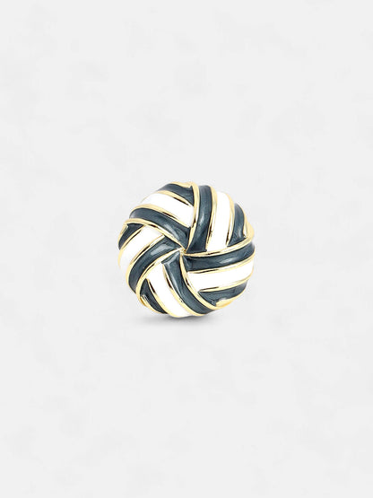 The Candy Swirl Statement Ring - Onyx Black & Chalk White-SOHIRG6118