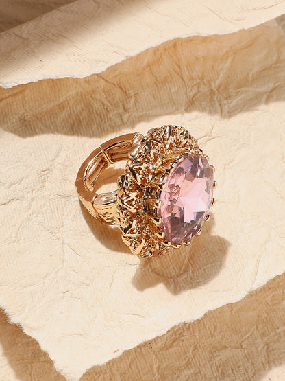 Gold-Plated Stone-Studded Finger Ring
