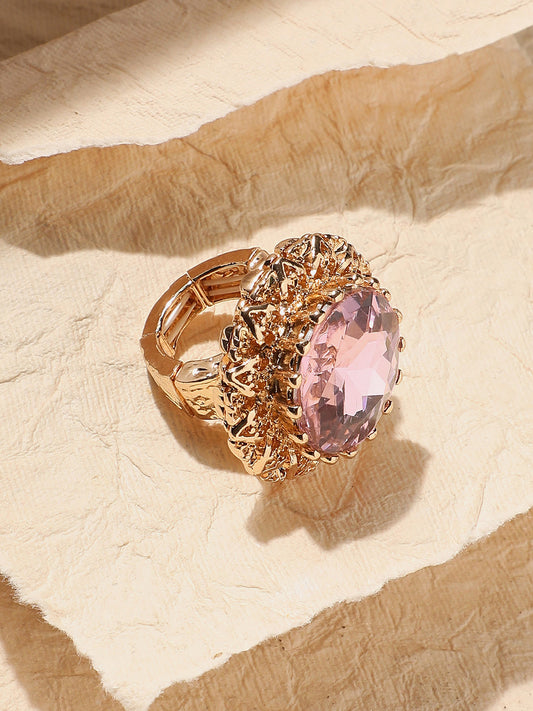 Gold-Plated Stone-Studded Finger Ring