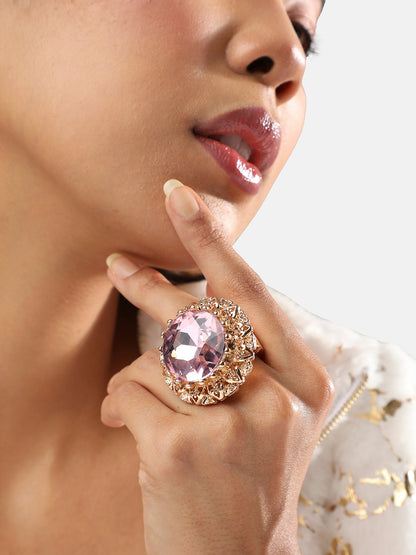 Gold-Plated Stone-Studded Finger Ring