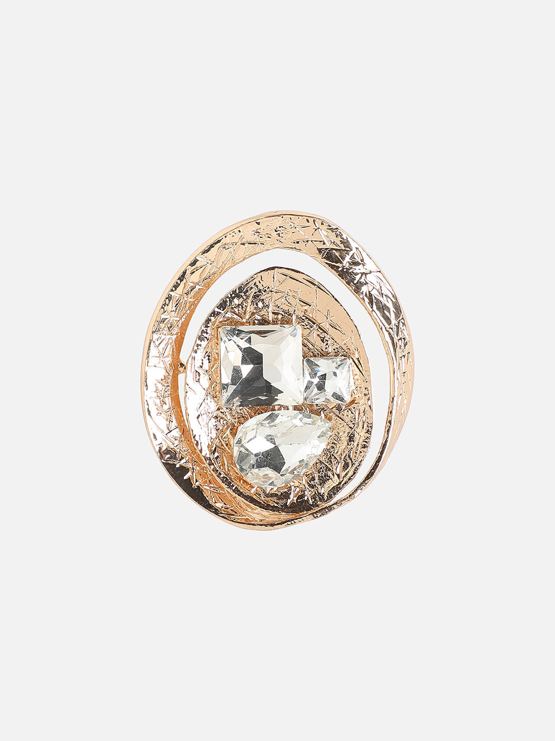 Gold-Plated Crystal Studded Finger Ring