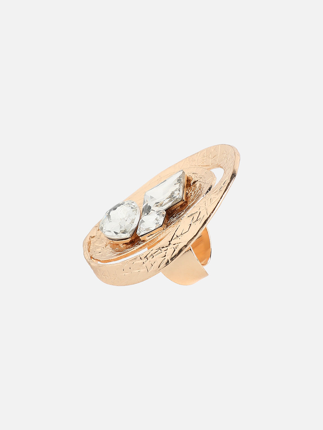 Gold-Plated Crystal Studded Finger Ring