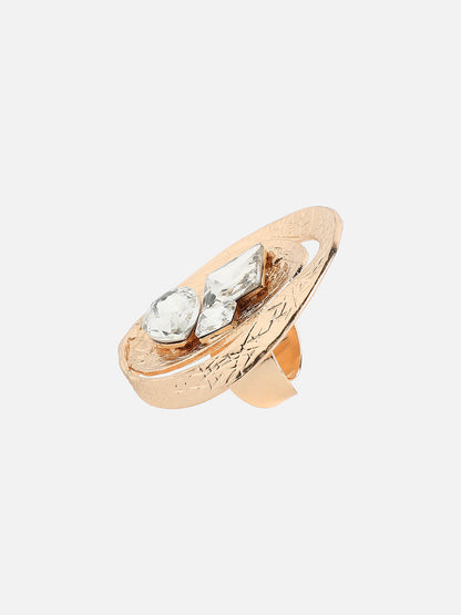 Gold-Plated Crystal Studded Finger Ring