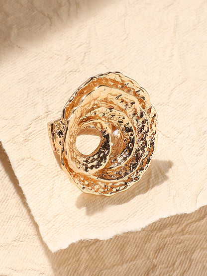Gold-Plated Swirl Statement Finger Ring