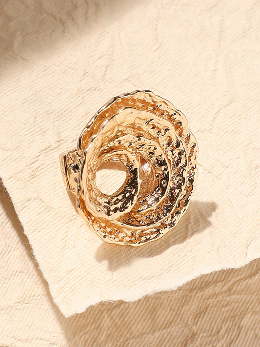 Gold-Plated Swirl Statement Finger Ring