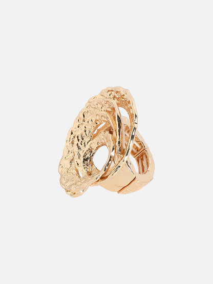 Gold-Plated Swirl Statement Finger Ring