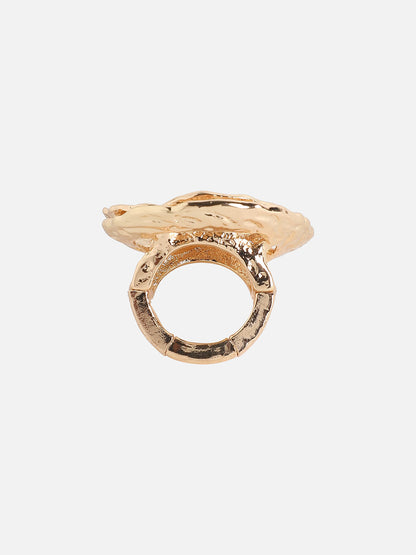 Gold-Plated Swirl Statement Finger Ring