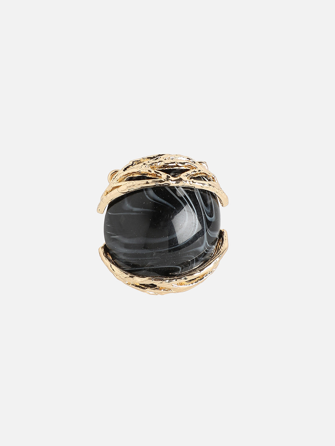 Gold-Plated Stone-Studded Eye Statement Finger Ring