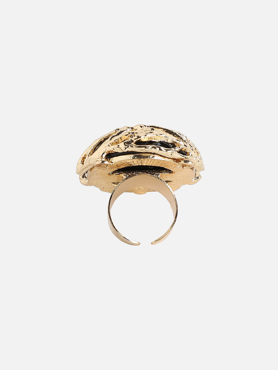Gold-Plated Stone-Studded Eye Statement Finger Ring