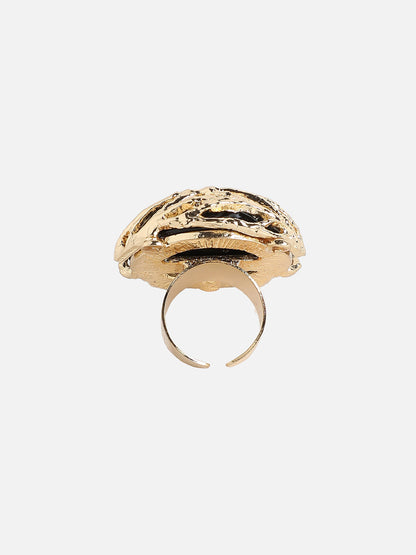 Gold-Plated Stone-Studded Eye Statement Finger Ring