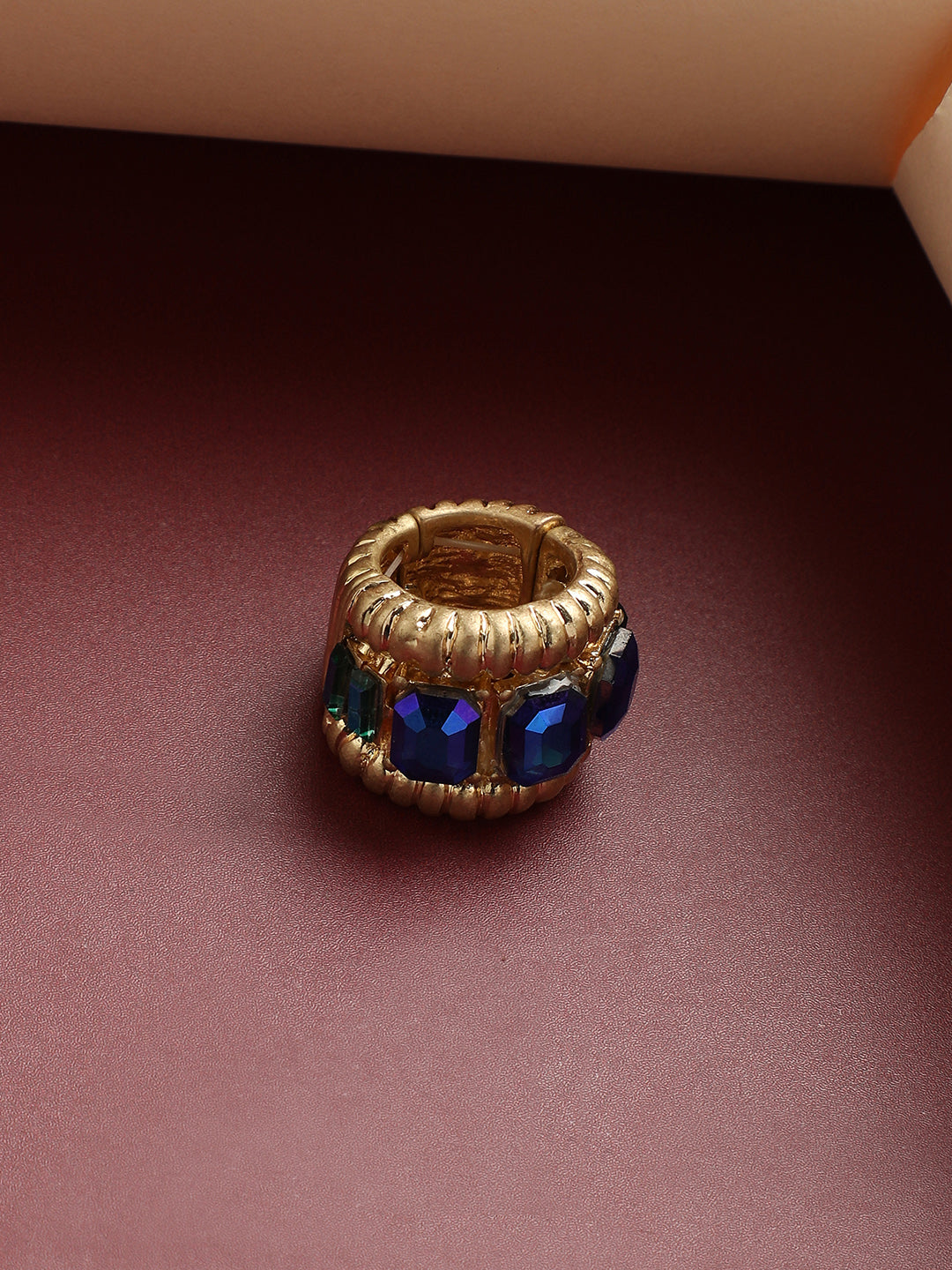 Gold-Plated Stone-Studded Cocktail Finger Ring