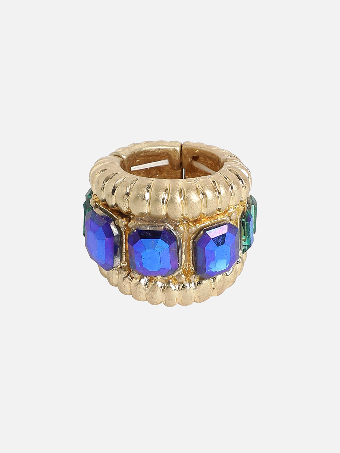 Gold-Plated Stone-Studded Cocktail Finger Ring
