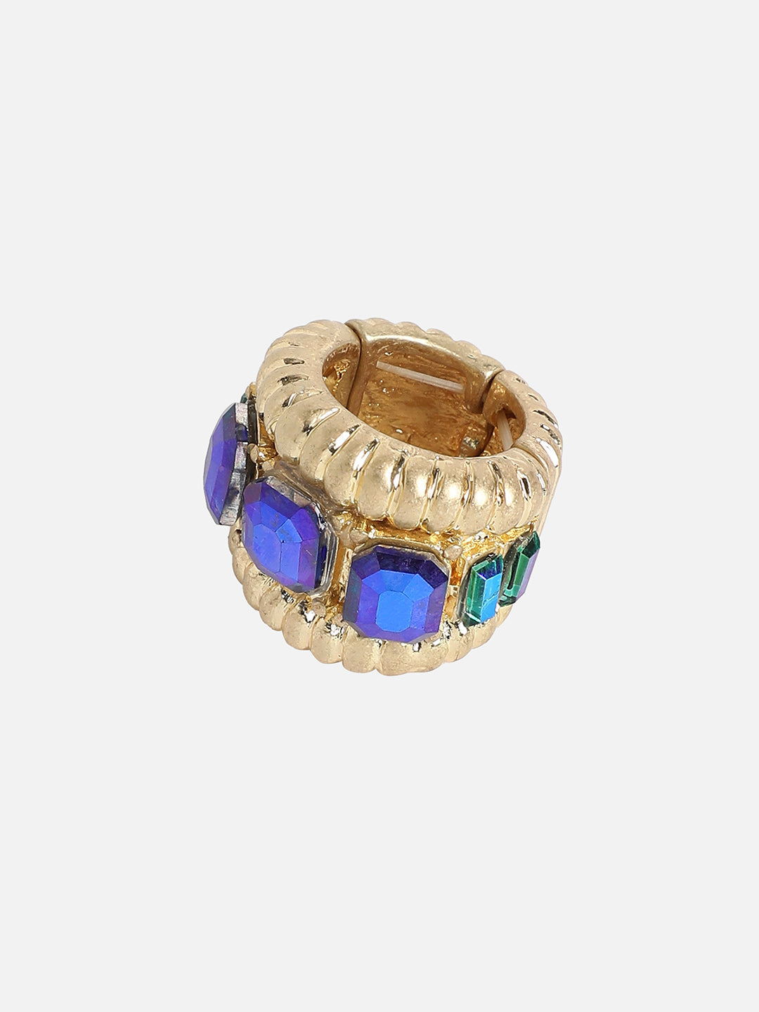 Gold-Plated Stone-Studded Cocktail Finger Ring