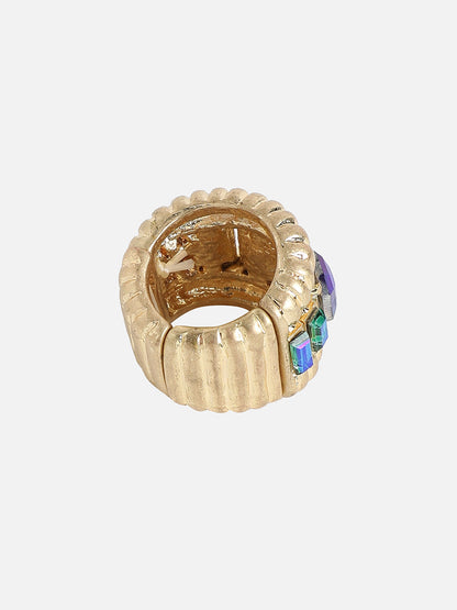 Gold-Plated Stone-Studded Cocktail Finger Ring