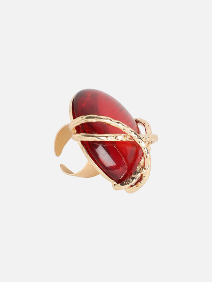Gold-Plated Stone-Studded Cocktail Finger Ring