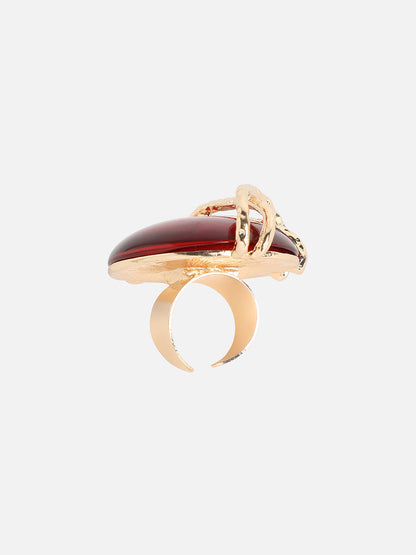 Gold-Plated Stone-Studded Cocktail Finger Ring