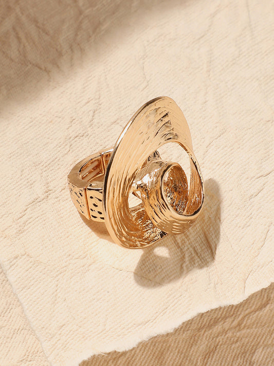 Gold-Plated Spiral Cocktail Finger Ring