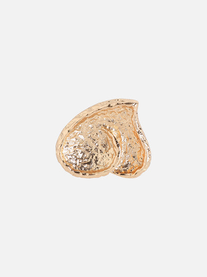Gold-Plated Dented Heart Cocktail Ring