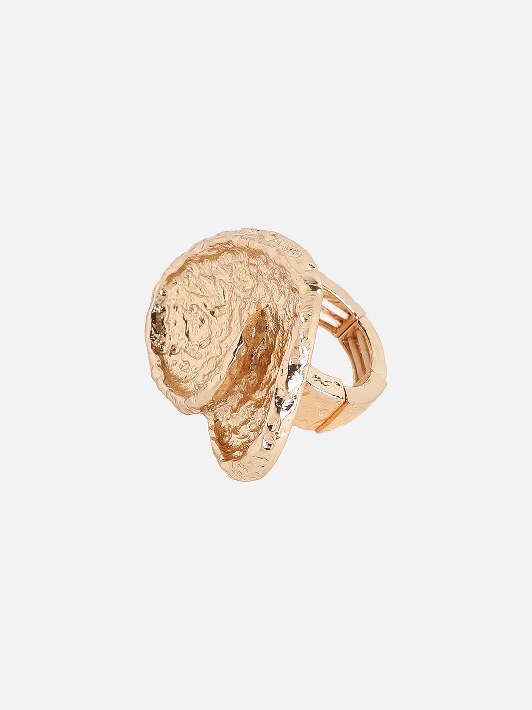 Gold-Plated Dented Heart Cocktail Ring