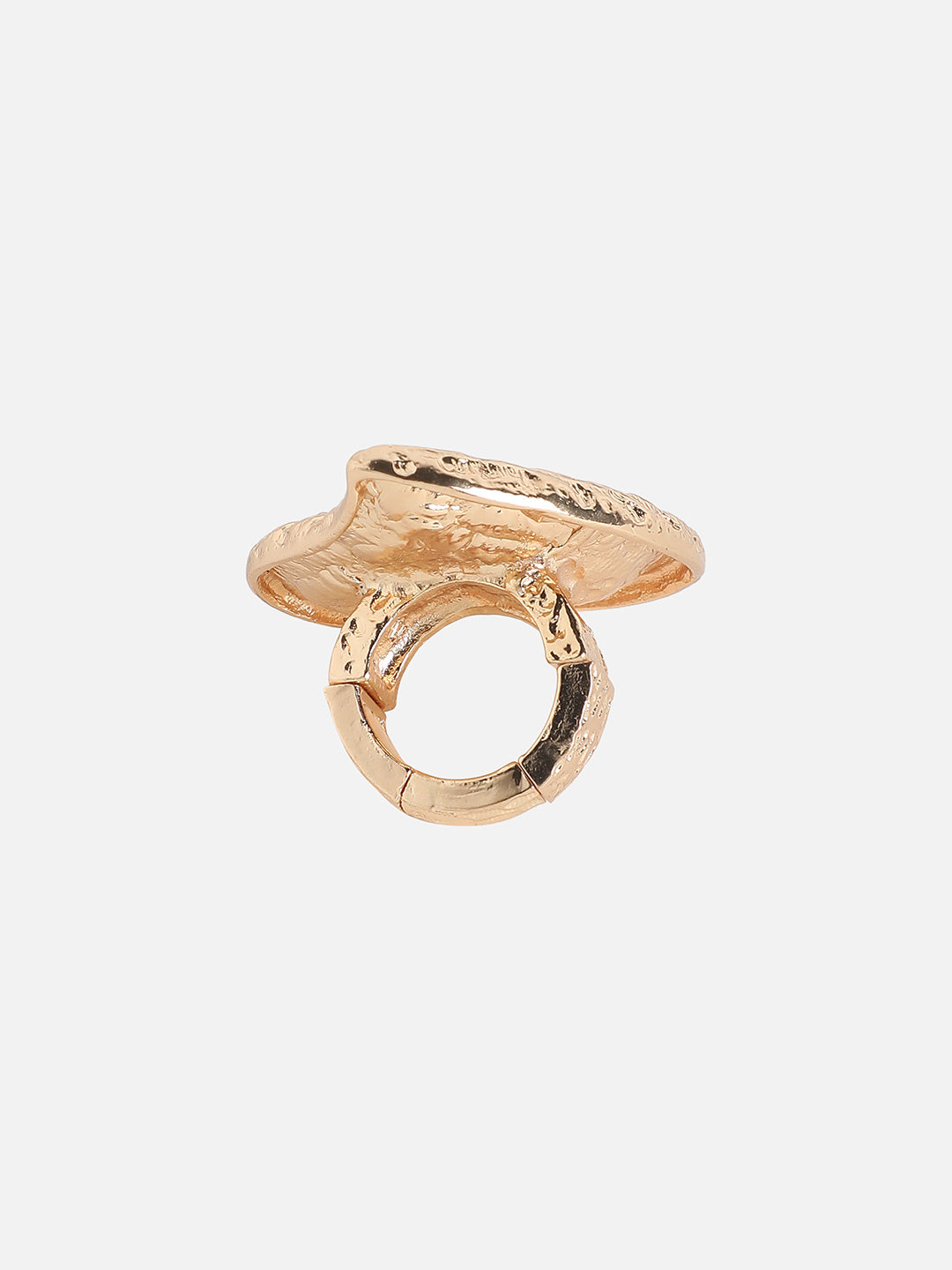 Gold-Plated Dented Heart Cocktail Ring