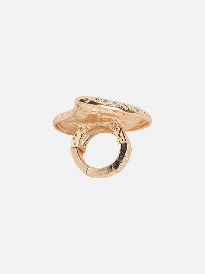 Gold-Plated Dented Heart Cocktail Ring