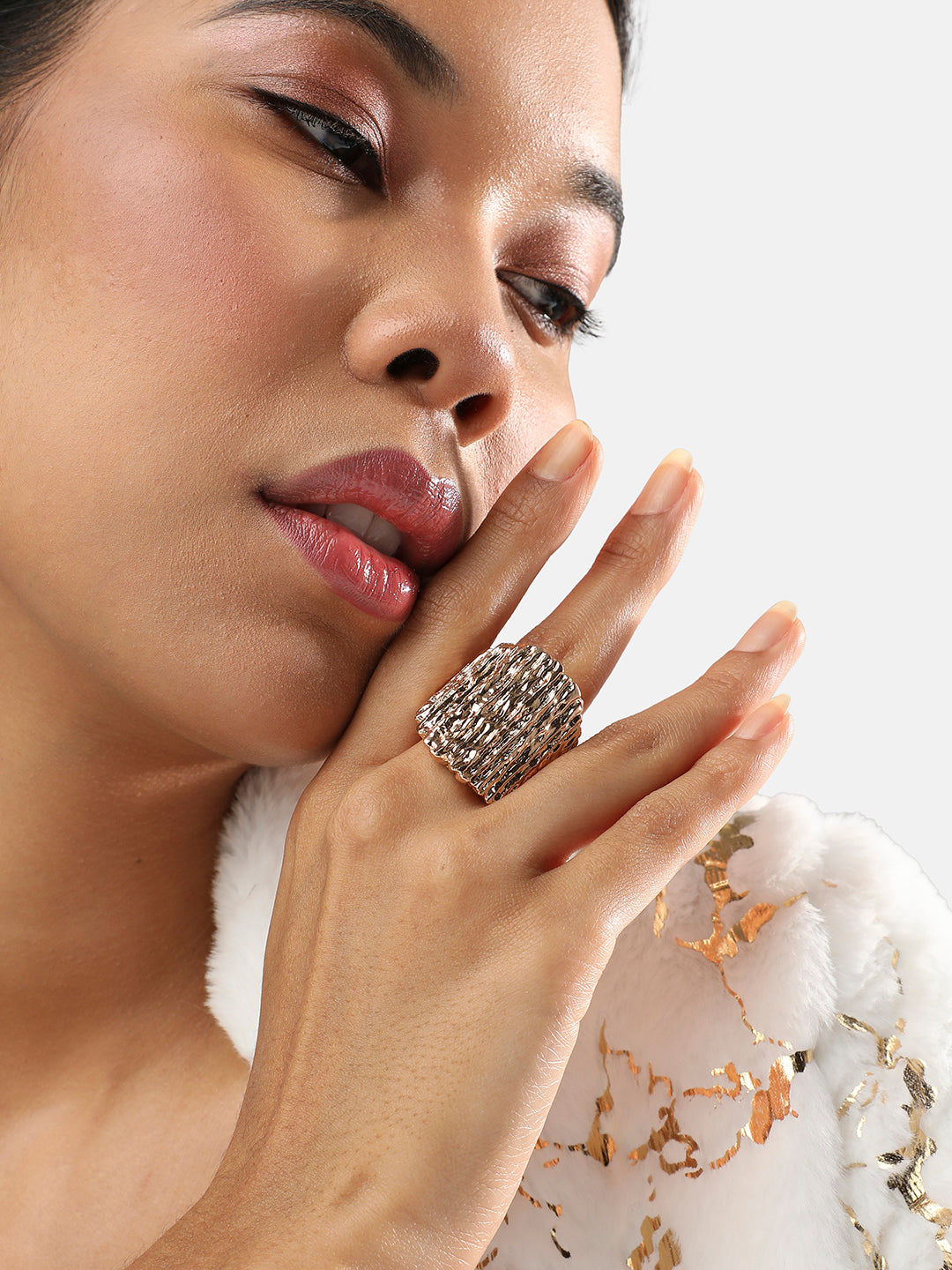 Gold-Plated Cocktail Finger Ring