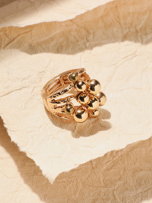 Gold-Plated Cluster Ball Cocktail Finger Ring