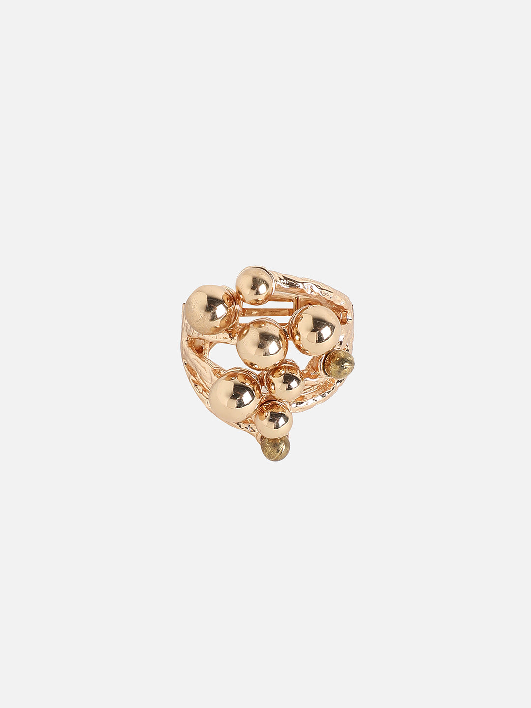 Gold-Plated Cluster Ball Cocktail Finger Ring