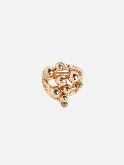 Gold-Plated Cluster Ball Cocktail Finger Ring