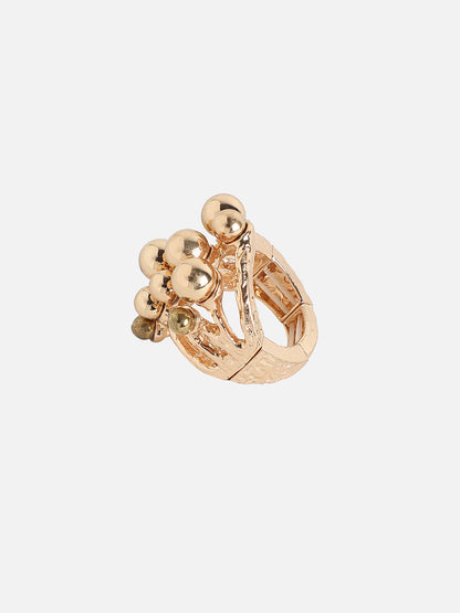 Gold-Plated Cluster Ball Cocktail Finger Ring