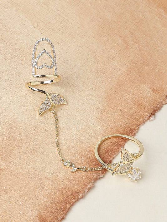 Gold Plated Heart Charm Finger Ring