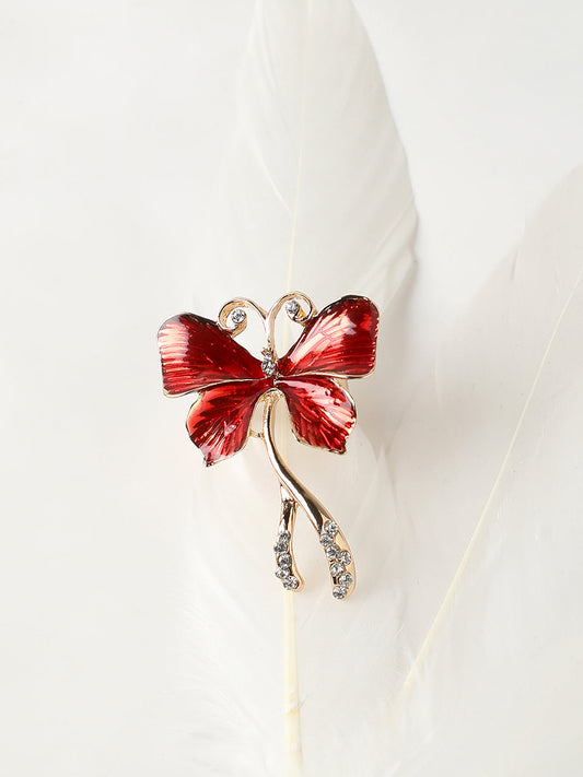 Gold-Plated Stone-Studded Butterfly Adjustable Finger Ring