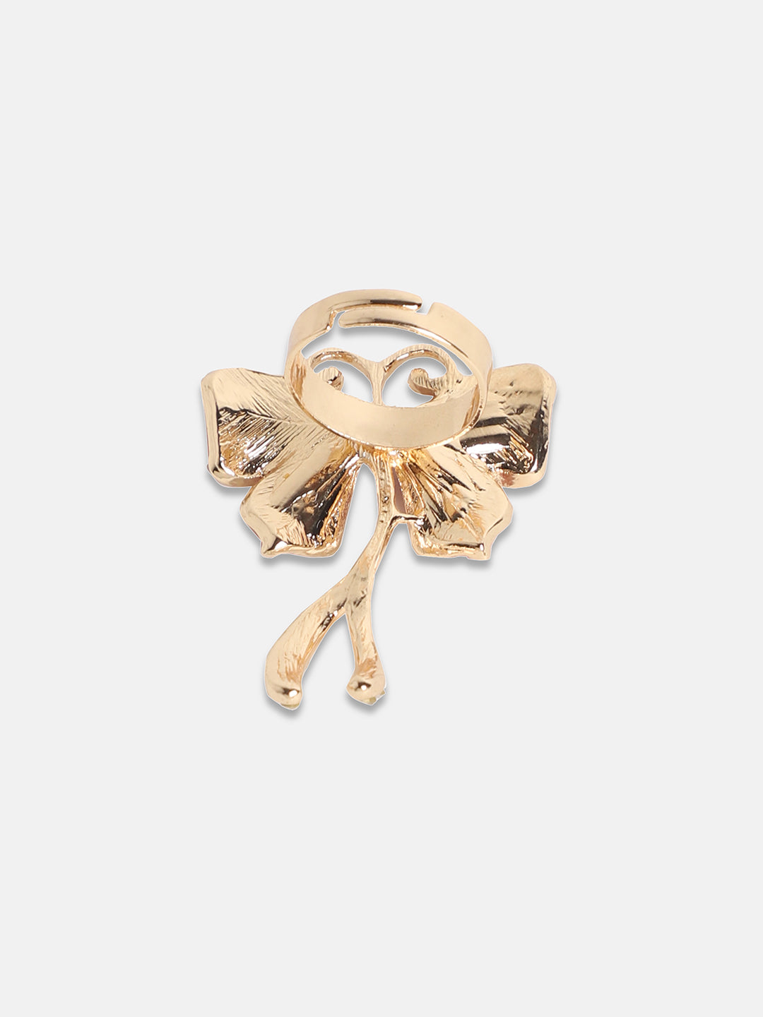 Gold-Plated Stone-Studded Butterfly Adjustable Finger Ring