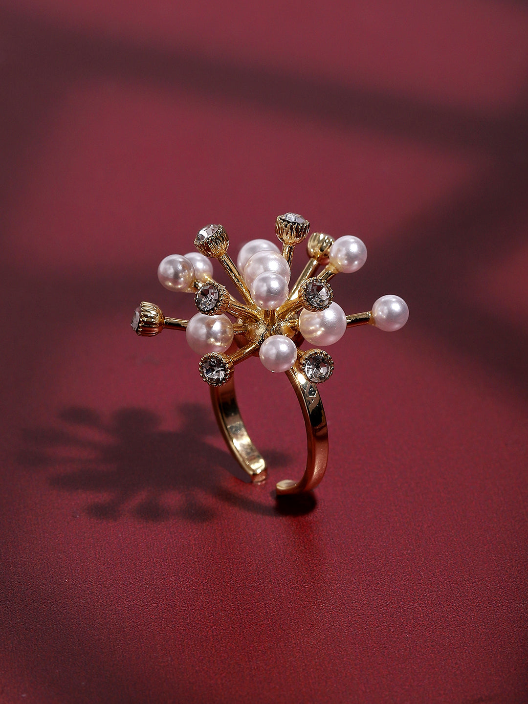 Gold-Plated Beads-Studded Finger Ring