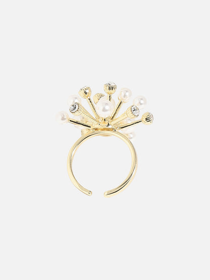 Gold-Plated Beads-Studded Finger Ring