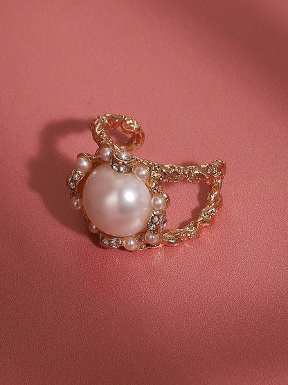 Gold-Plated Bead-Studded Finger Ring