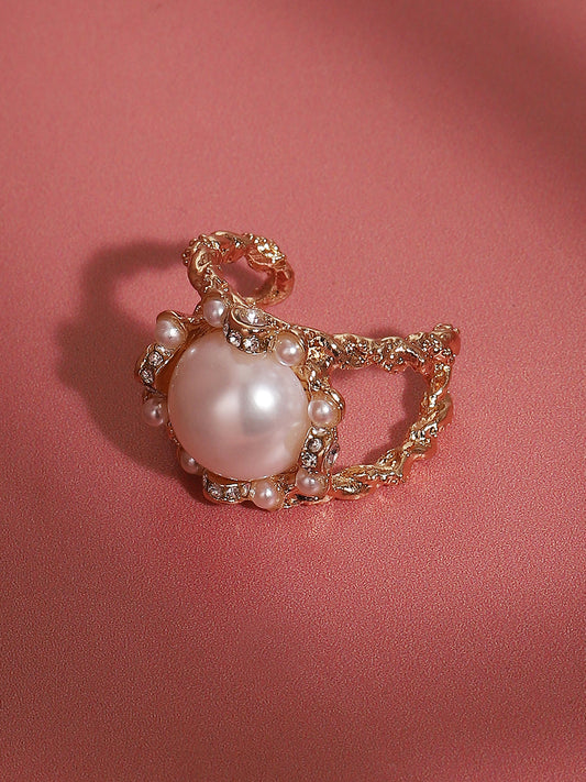 Gold-Plated Bead-Studded Finger Ring